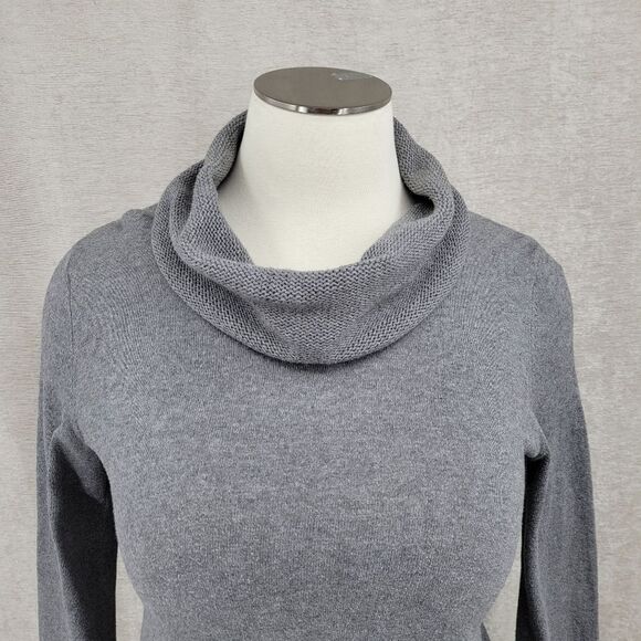 J. Jill Pure Jill Cotton Cashmere Gray Cowl Neck Sweater - Picture 3 of 12